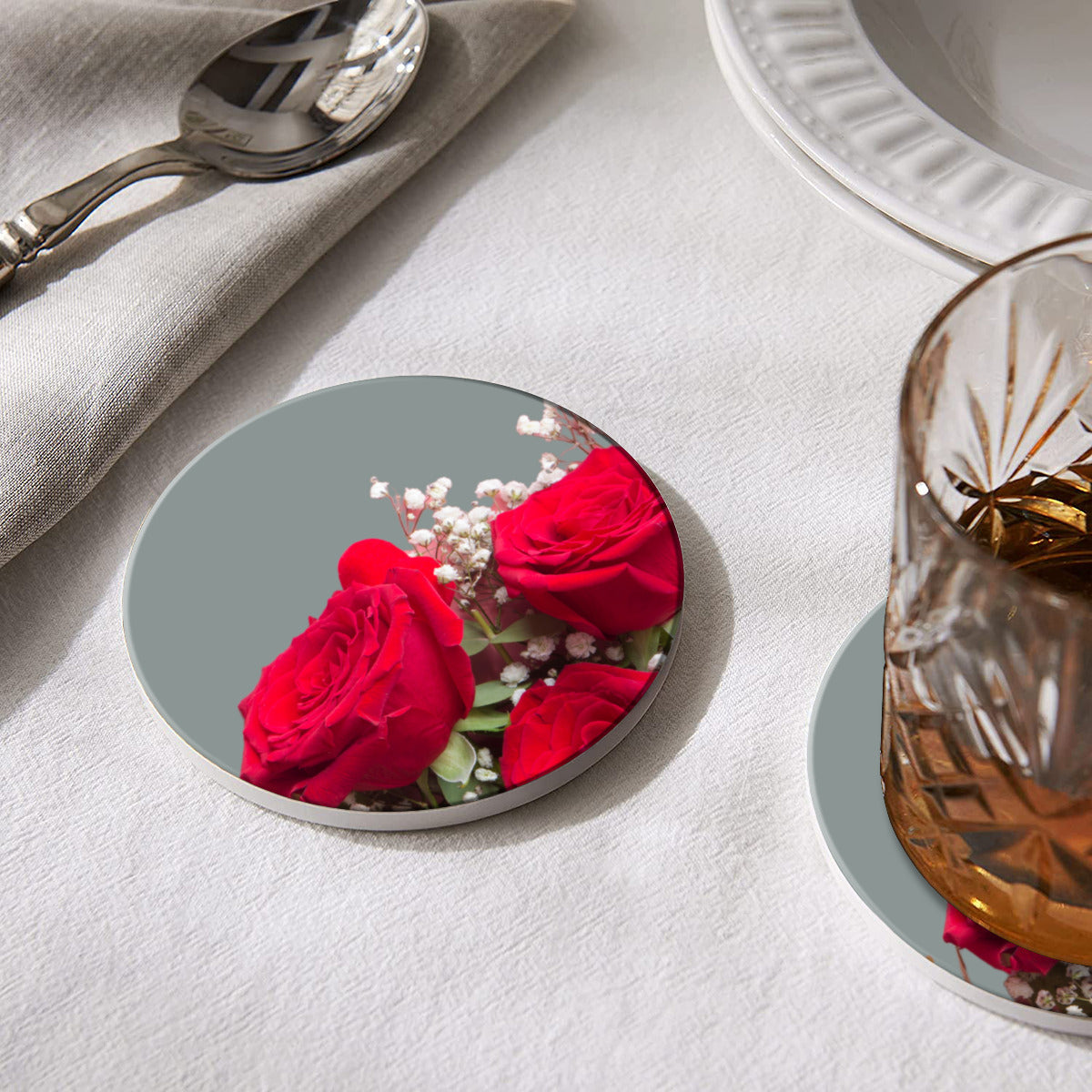 Rose Bud Round Coasters - Kim’s Signature Beauty & Accessories    (Store description)