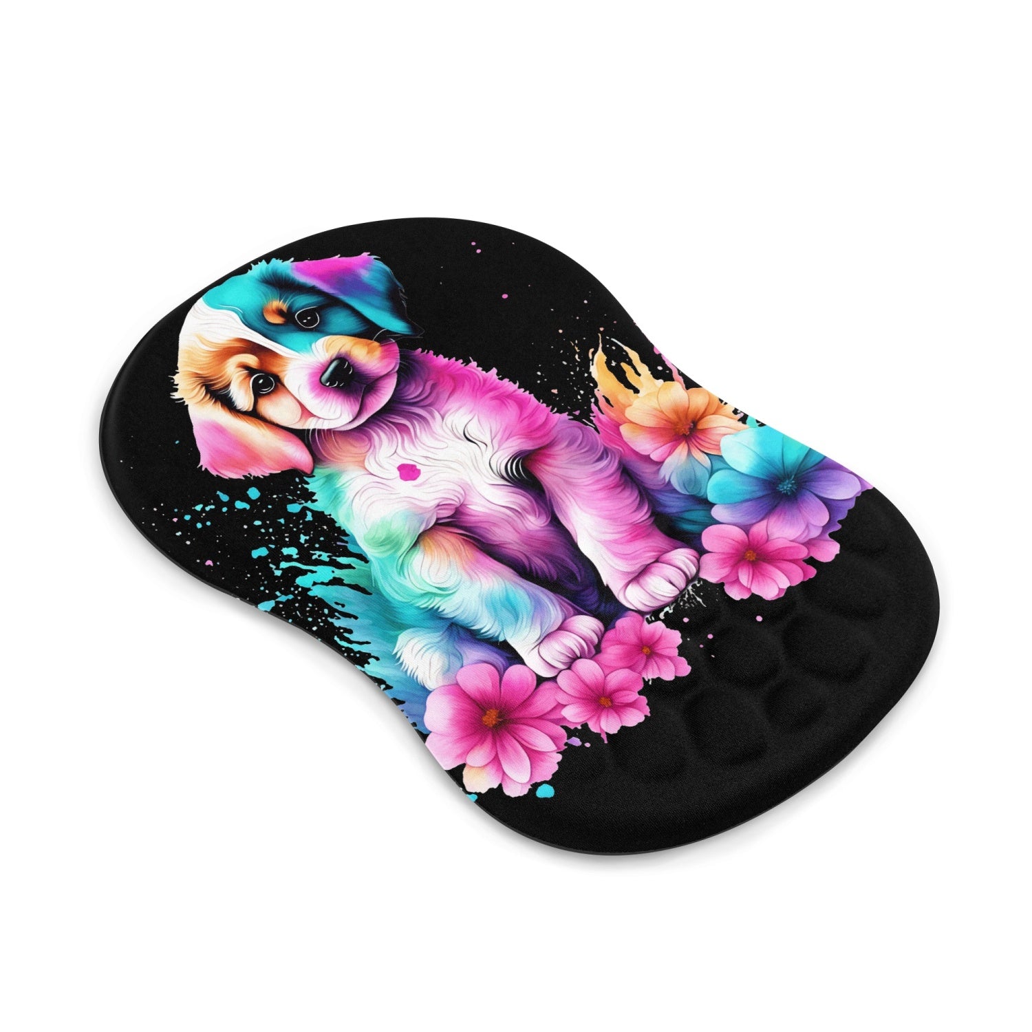 Painted Dog Mouse Pad with Wrist Rest - Kim’s Signature Beauty & Accessories    (Store description)