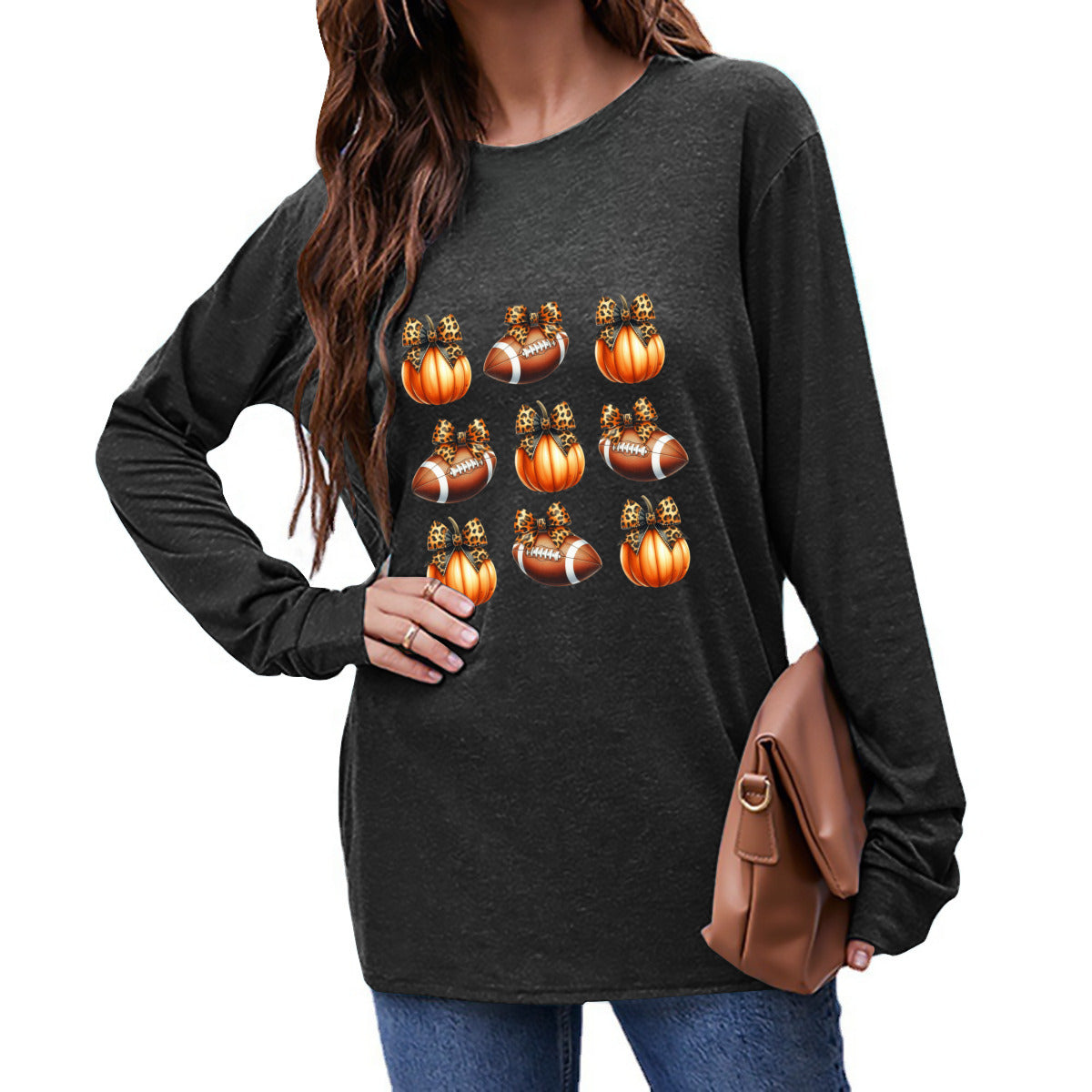 Pumpkins & Pigskins - Fall Game Day Long Sleeve Tee - Kim’s Signature Beauty & Accessories    (Store description)