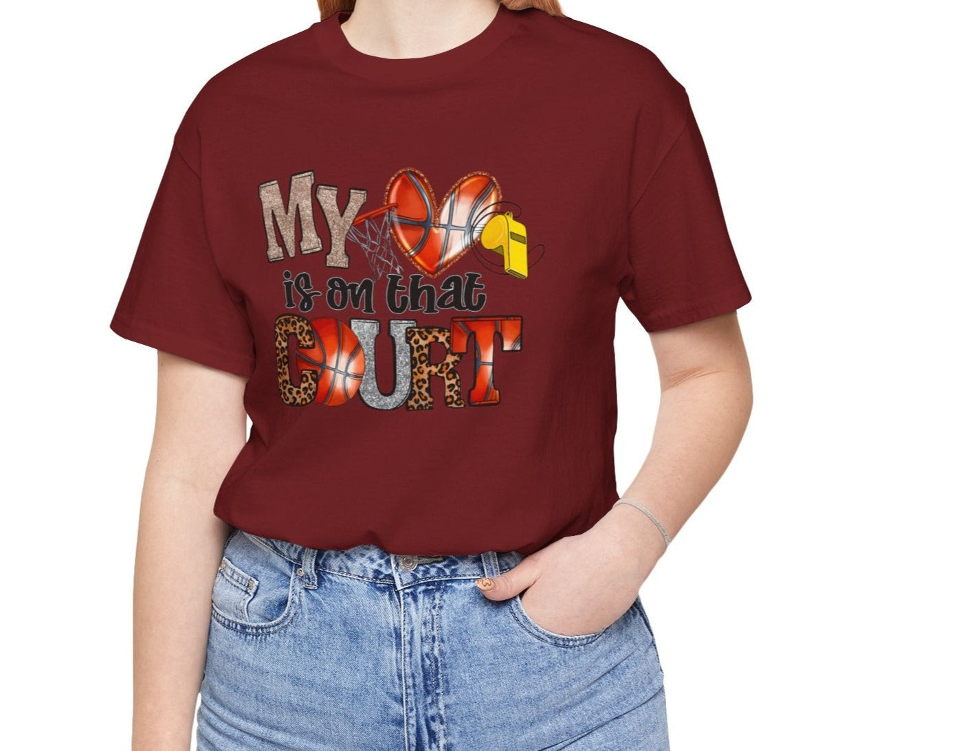 My Heart is on the Court: Mom Supporter Tee - Kim’s Signature Beauty & Accessories    (Store description)