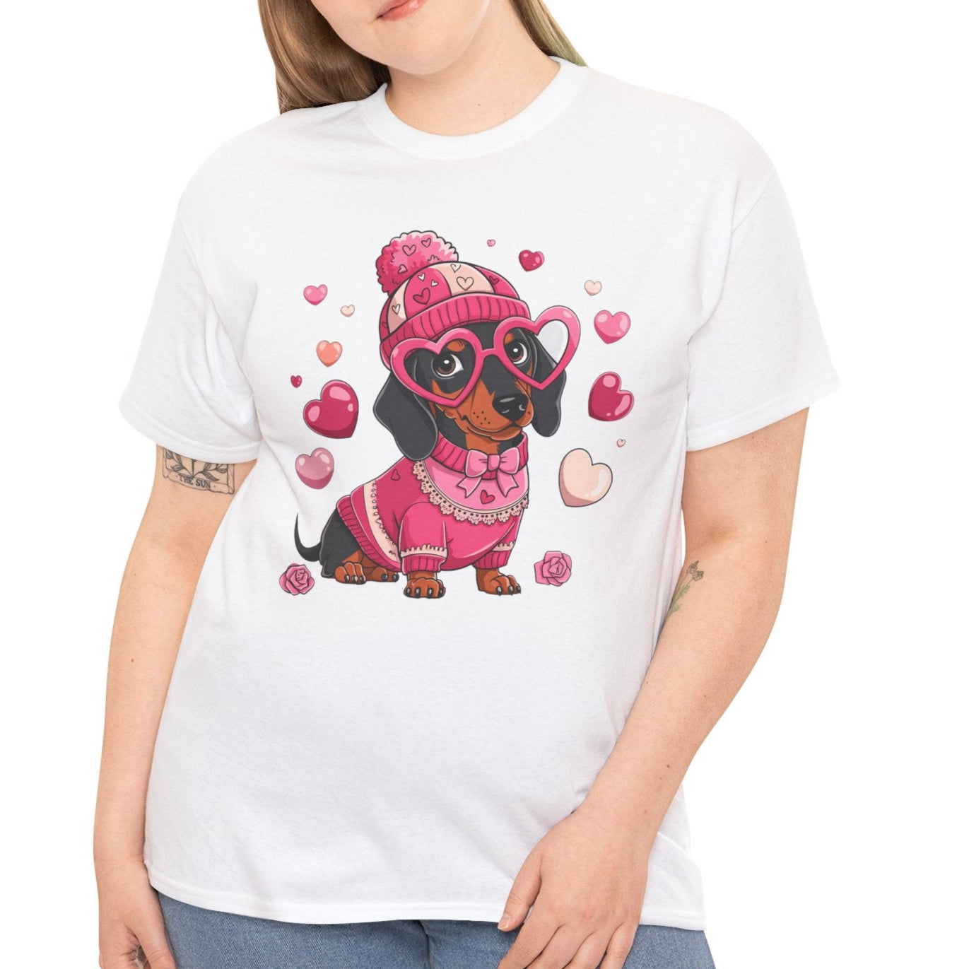 Valentine Dachshund Dog Cotton T-Shirt