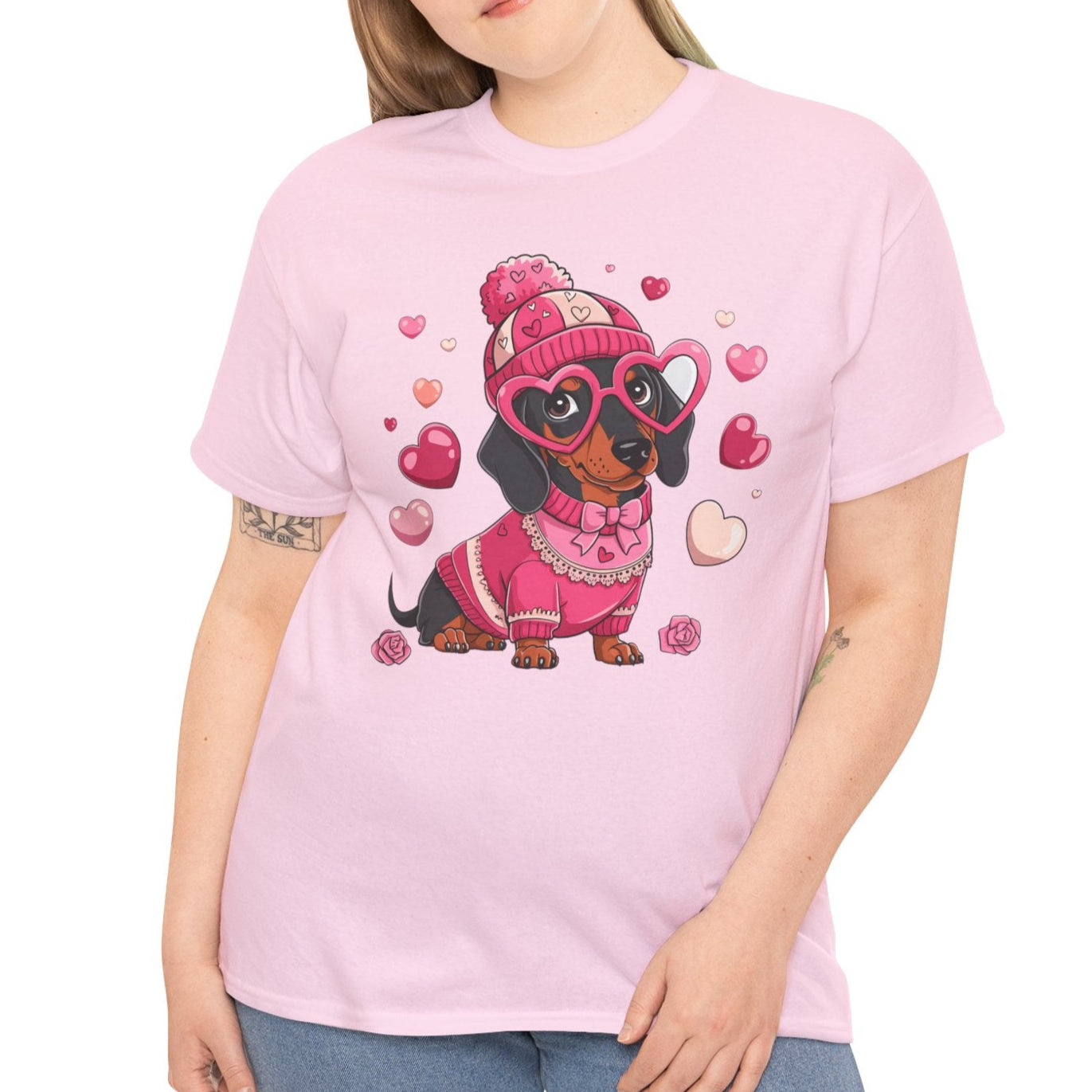 Valentine Dachshund Dog Cotton T-Shirt