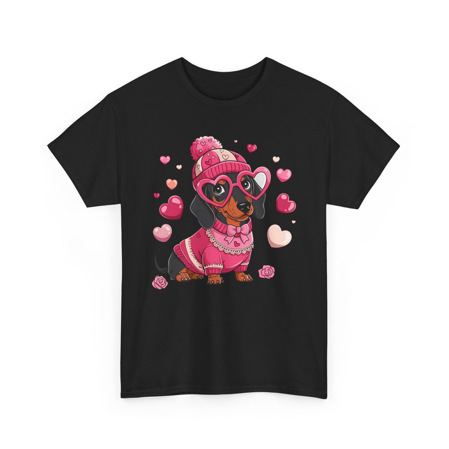 Valentine Dachshund Dog Cotton T-Shirt