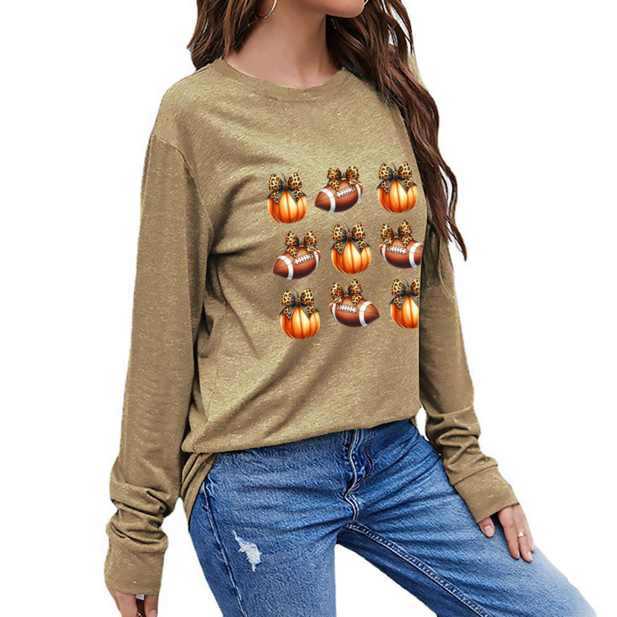 Pumpkins & Pigskins - Fall Game Day Long Sleeve Tee - Kim’s Signature Beauty & Accessories    (Store description)