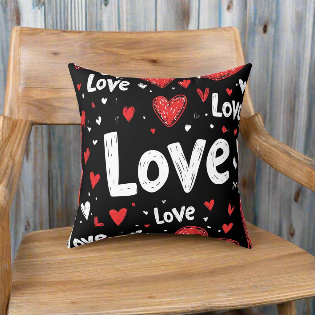 Love in Black and Red Throw Pillow