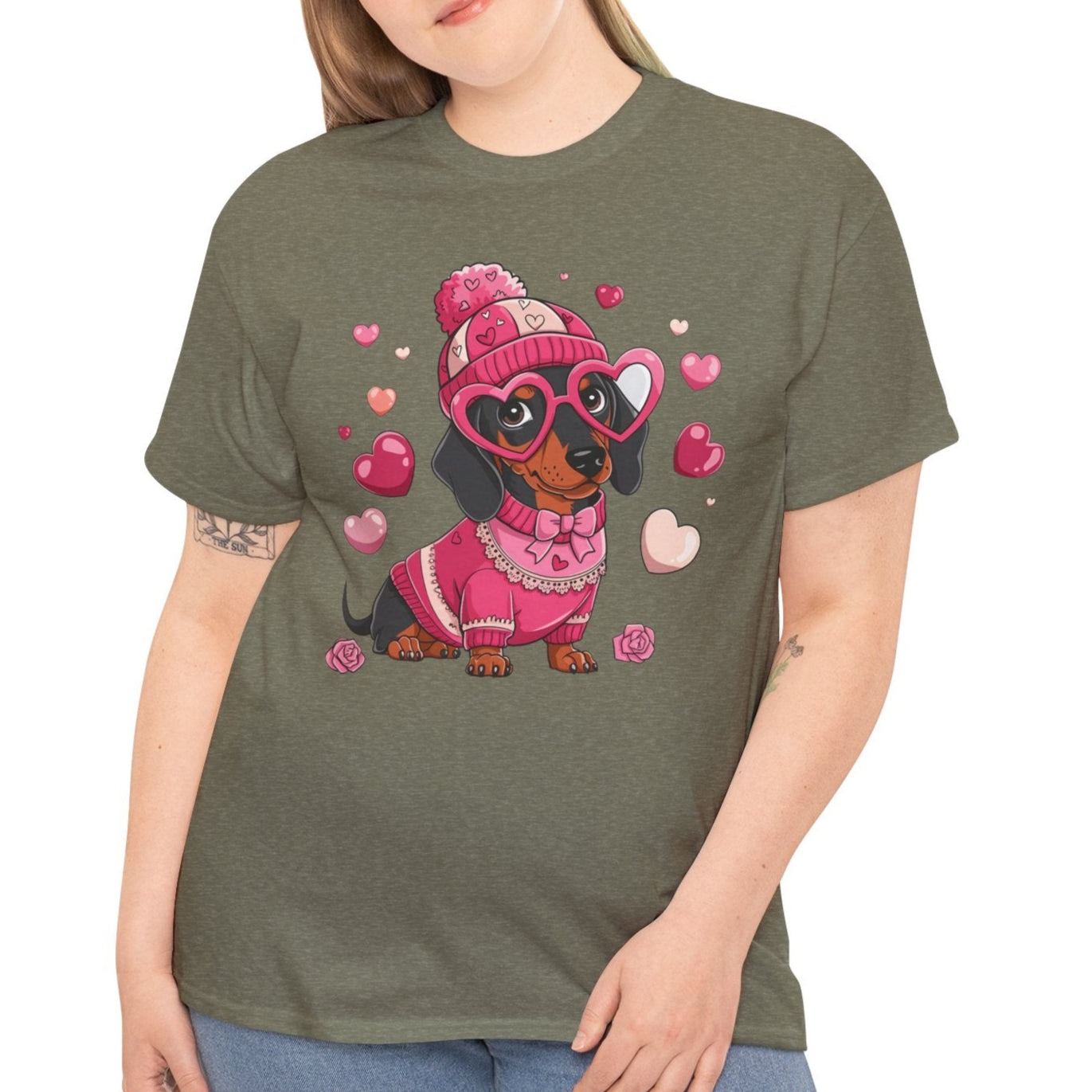 Valentine Dachshund Dog Cotton T-Shirt