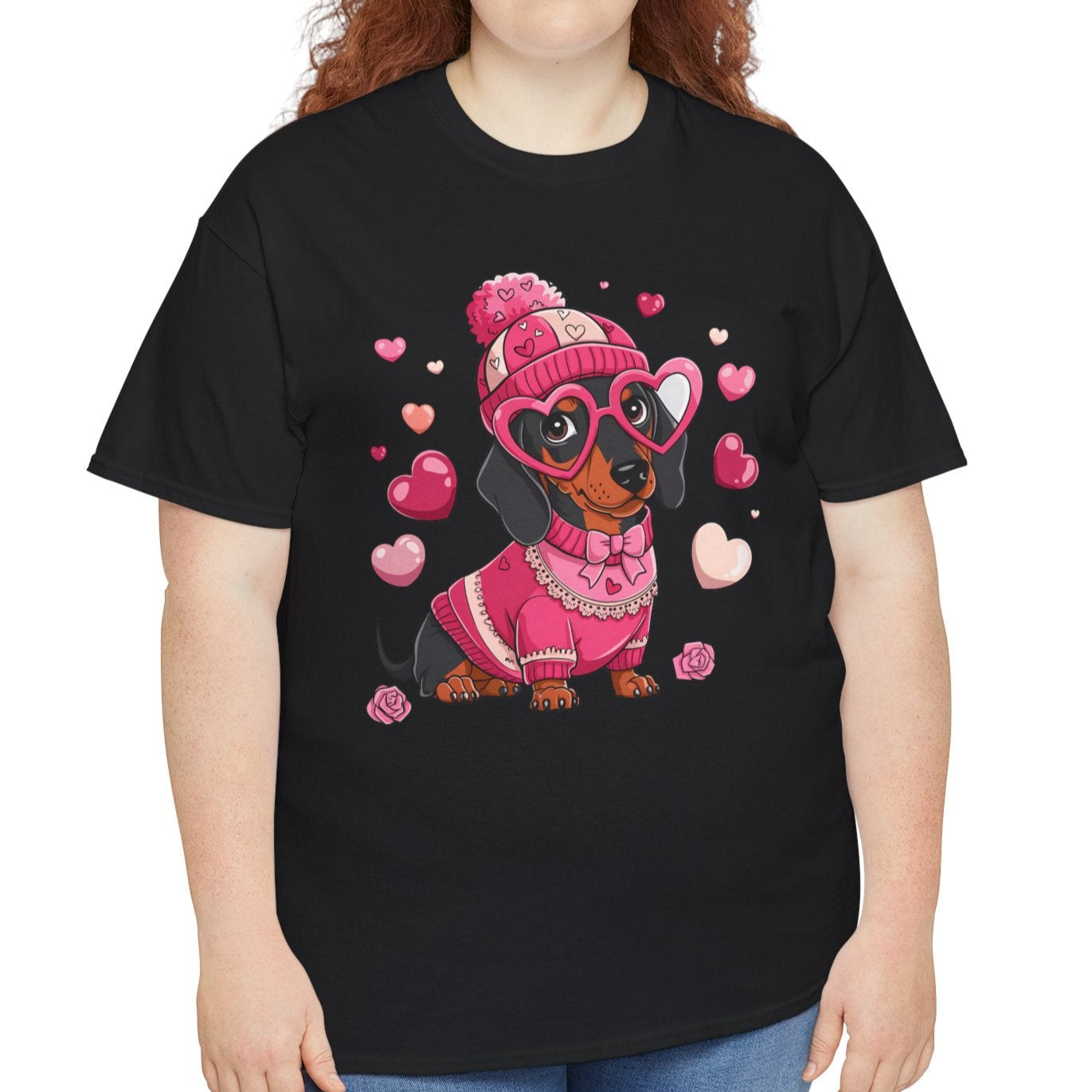 Valentine Dachshund Dog Cotton T-Shirt