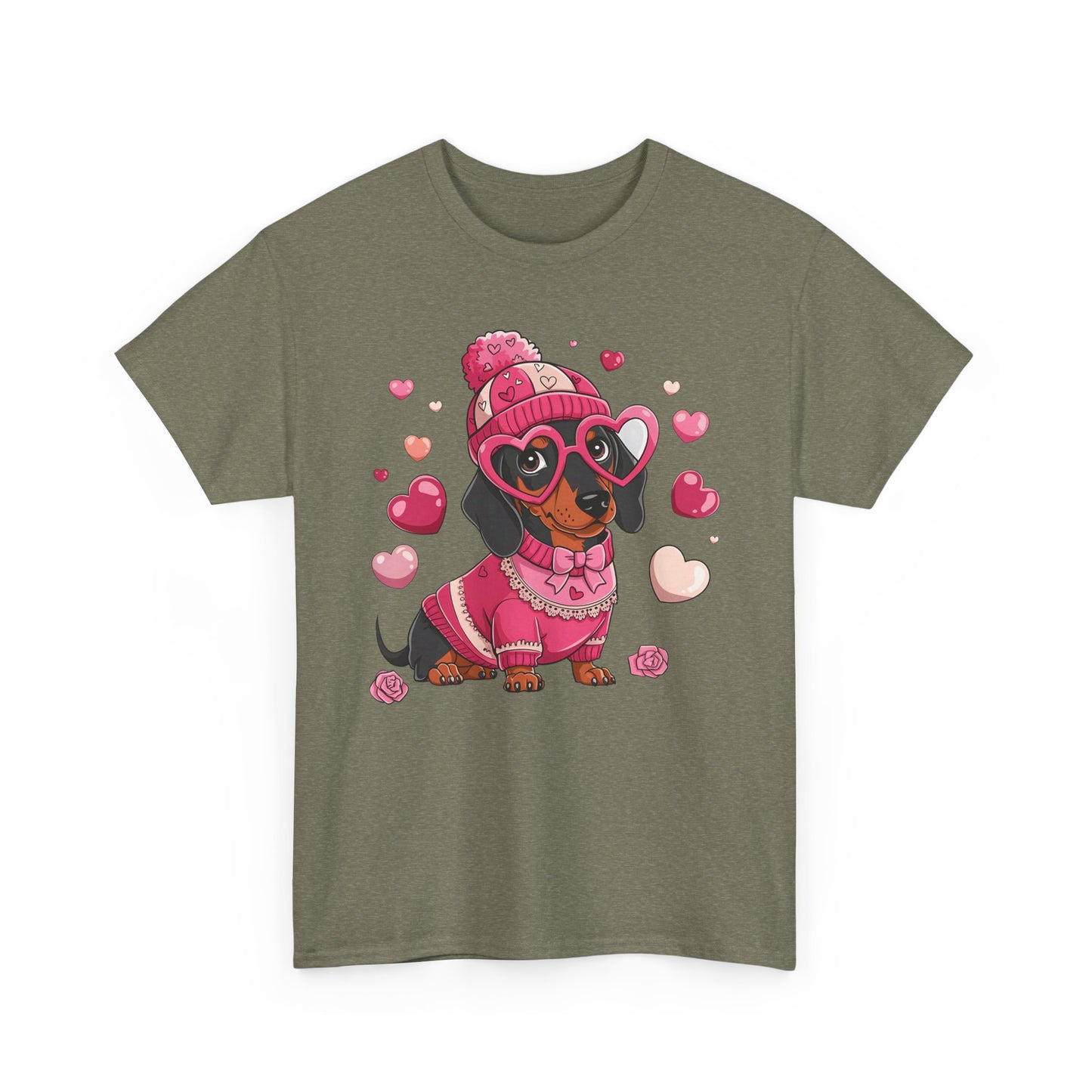 Valentine Dachshund Dog Cotton T-Shirt