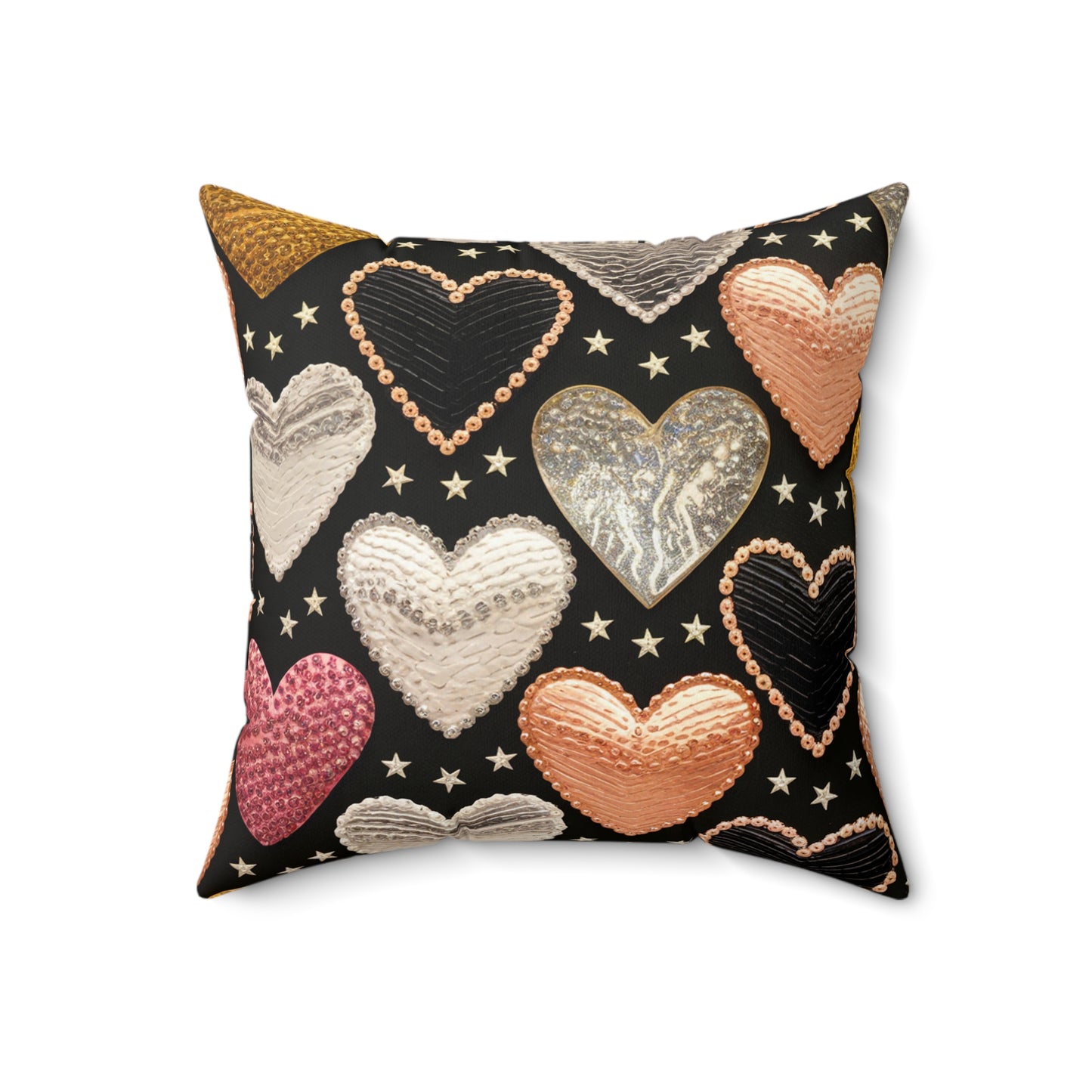 Golden Elegance Heart Throw Pillow