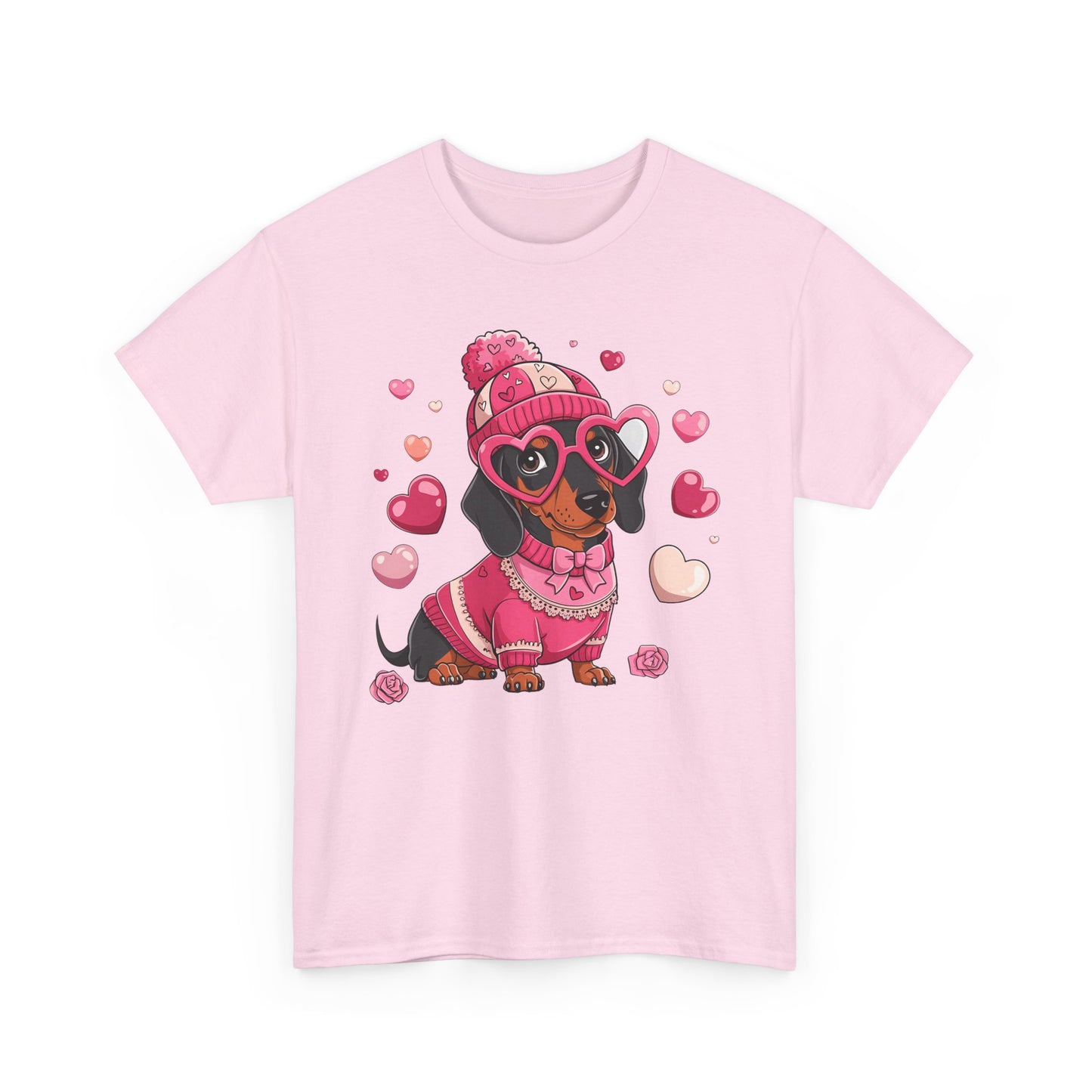 Valentine Dachshund Dog Cotton T-Shirt