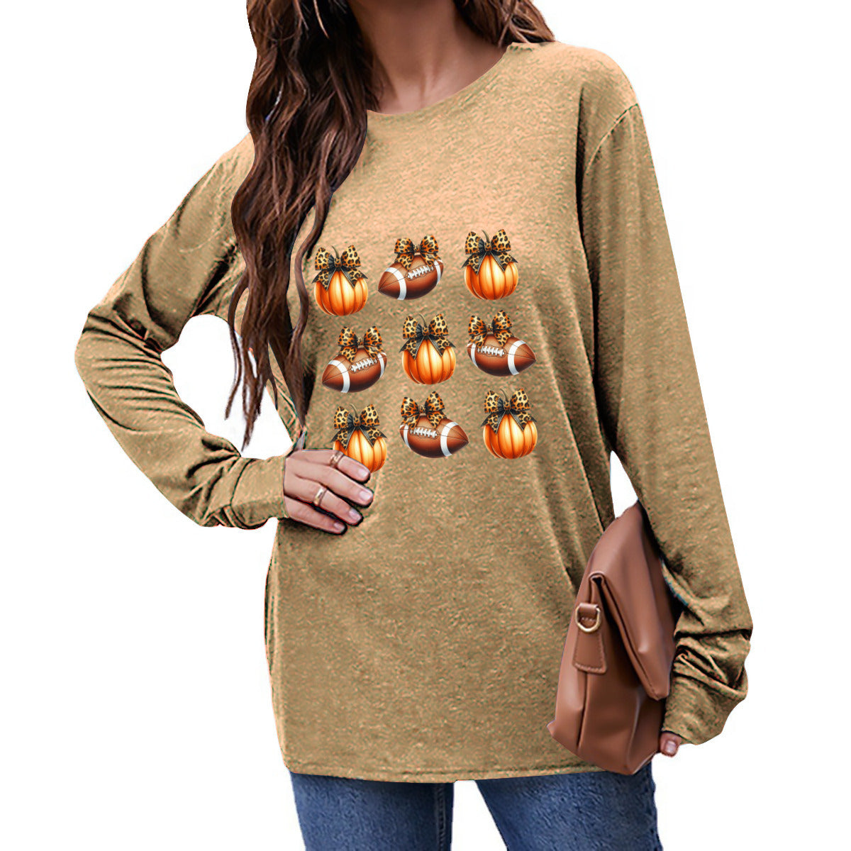 Pumpkins & Pigskins - Fall Game Day Long Sleeve Tee - Kim’s Signature Beauty & Accessories    (Store description)