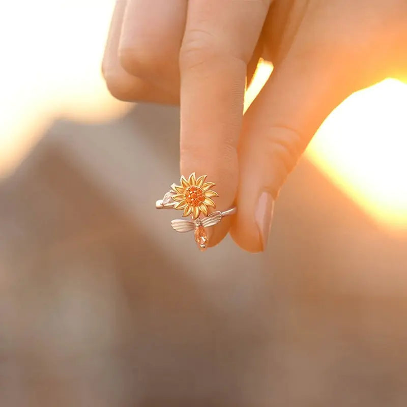 Spinning Sunflower Stress Relief Ring