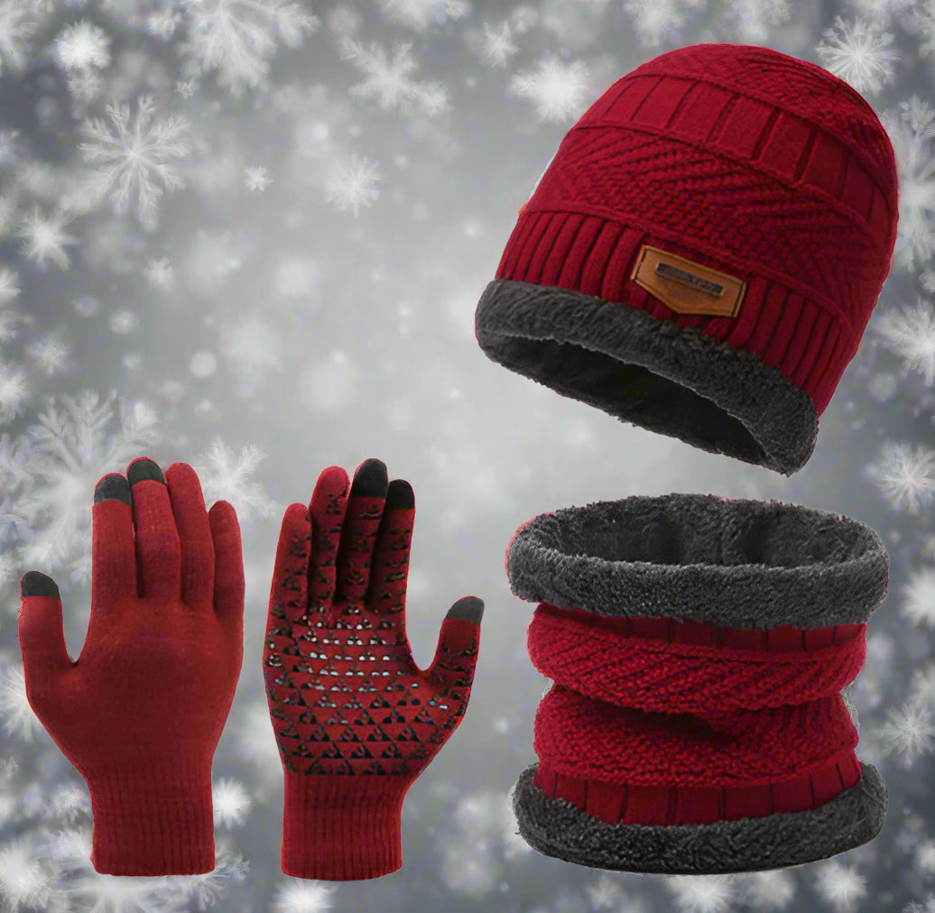 Winter Scarf Gloves Three-piece Set