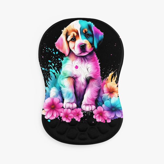 Painted Dog Mouse Pad with Wrist Rest - Kim’s Signature Beauty & Accessories    (Store description)