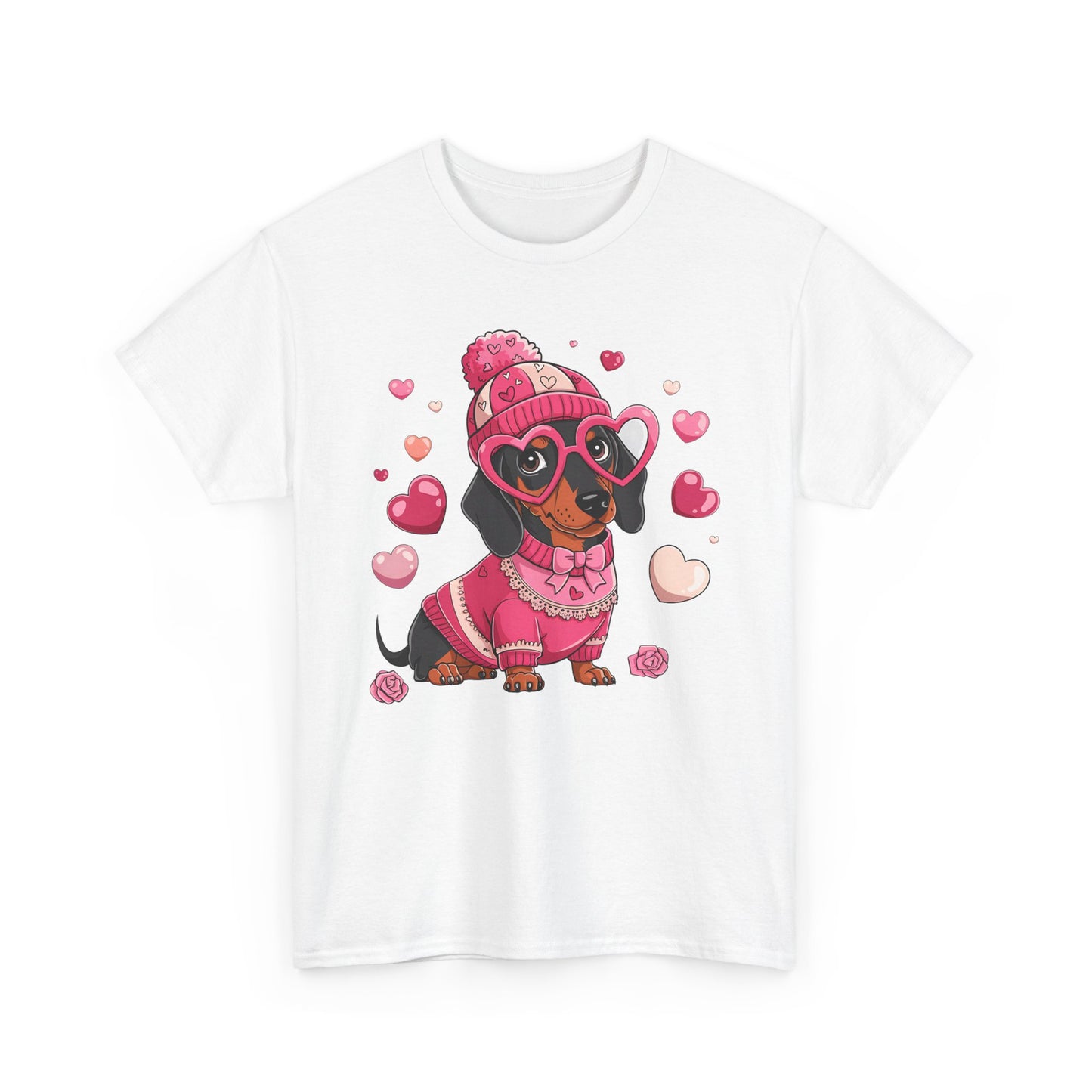 Valentine Dachshund Dog Cotton T-Shirt