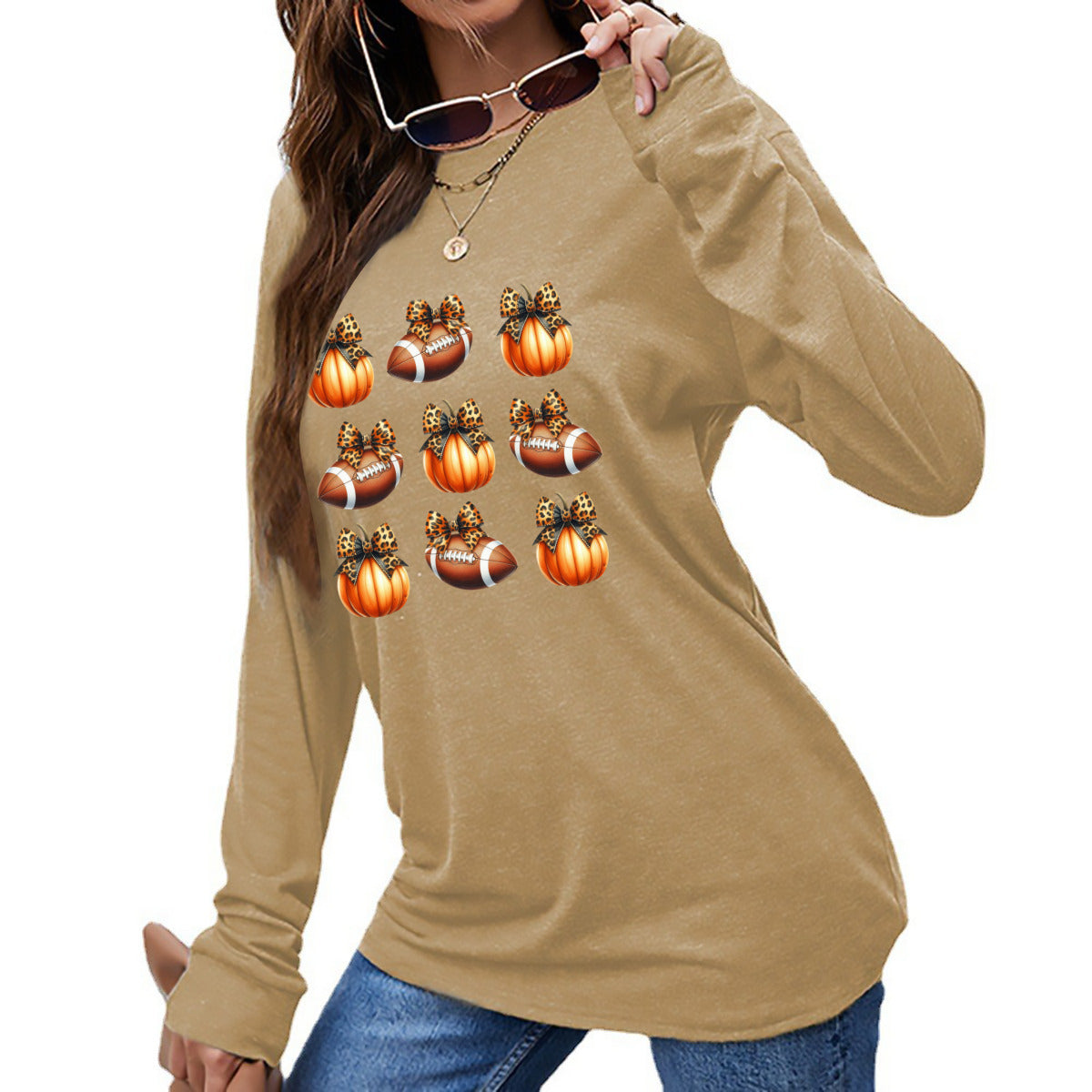 Pumpkins & Pigskins - Fall Game Day Long Sleeve Tee - Kim’s Signature Beauty & Accessories    (Store description)