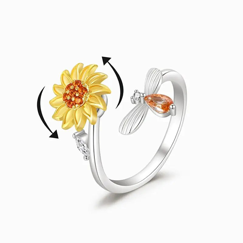 Spinning Sunflower Stress Relief Ring