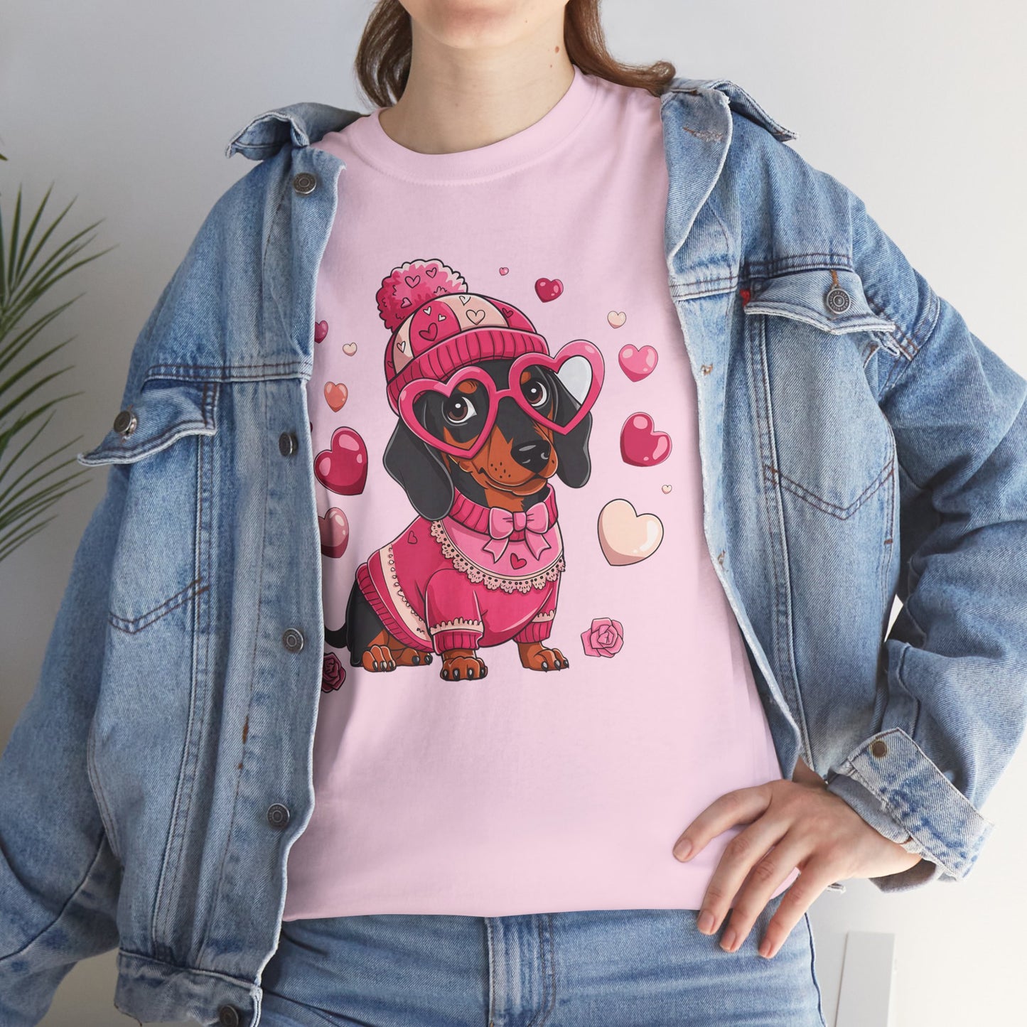 Valentine Dachshund Dog Cotton T-Shirt