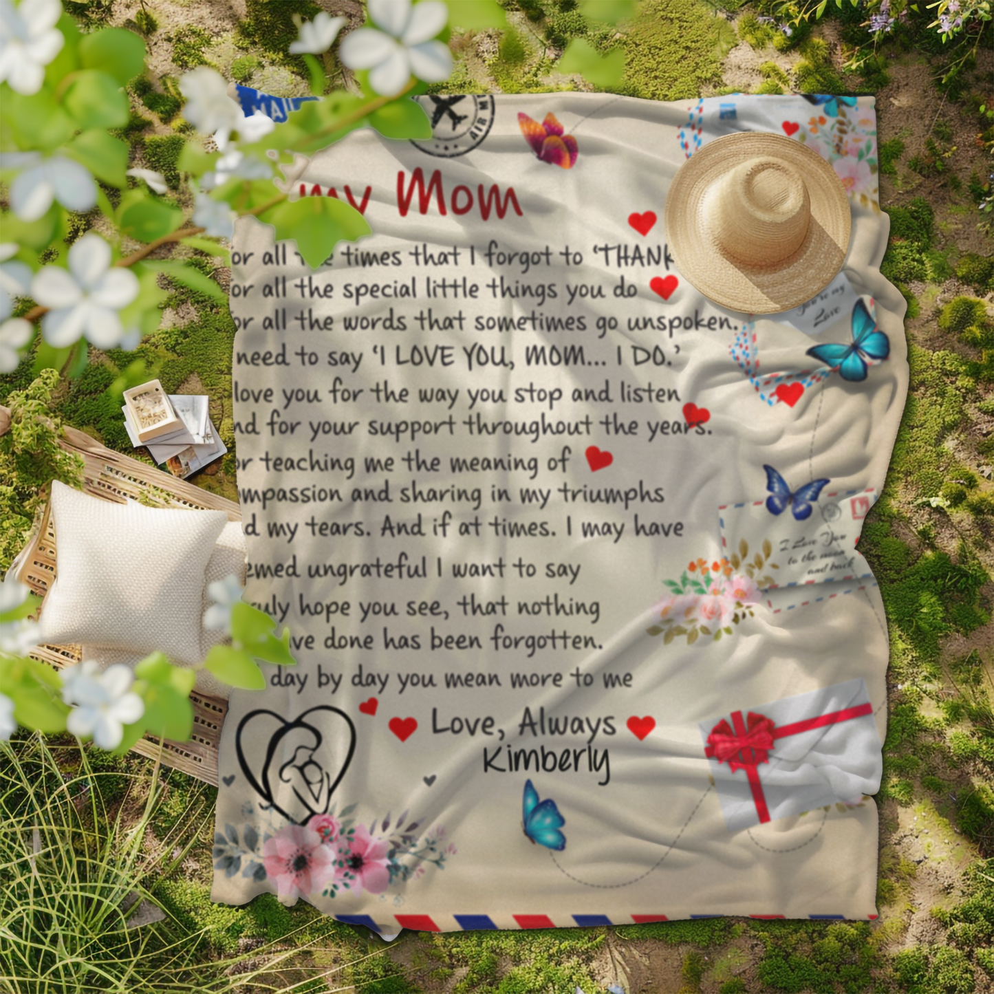 To Mom, Personalized Heartfelt Blanket - Kim’s Signature Beauty & Accessories    (Store description)