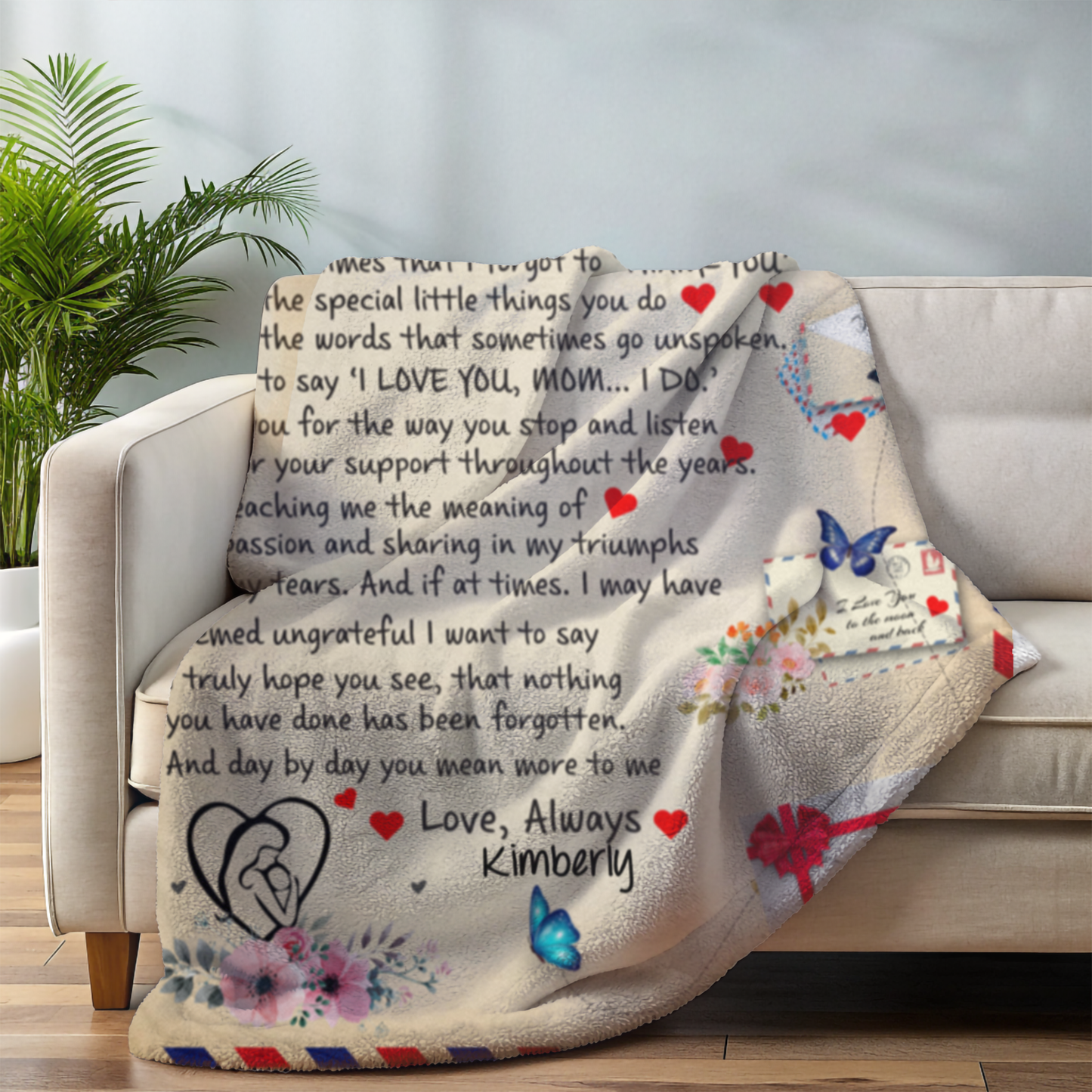 To Mom, Personalized Heartfelt Blanket - Kim’s Signature Beauty & Accessories    (Store description)