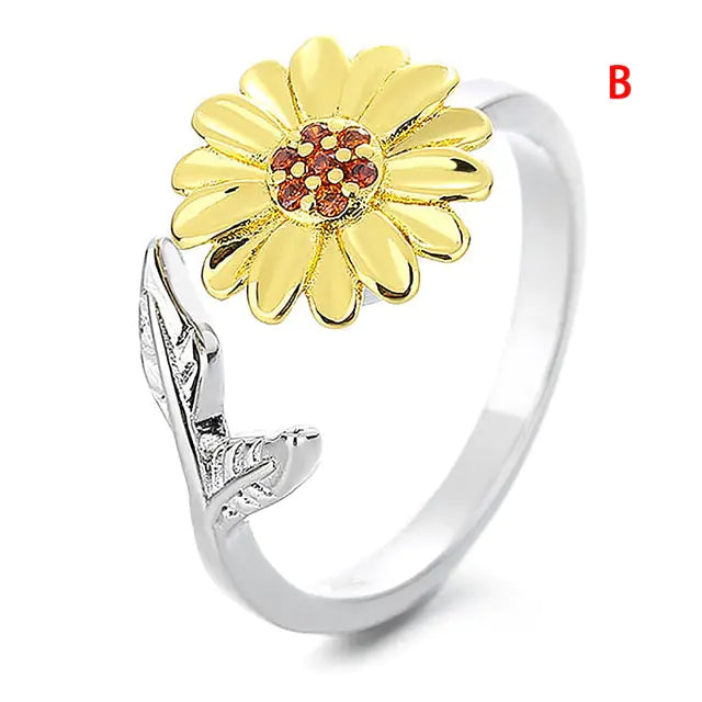 Spinning Sunflower Stress Relief Ring