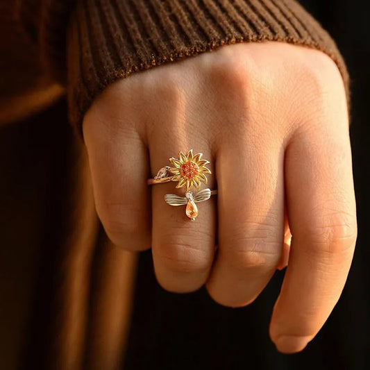 Adjustable Spinning Sunflower Anti Stress Ring