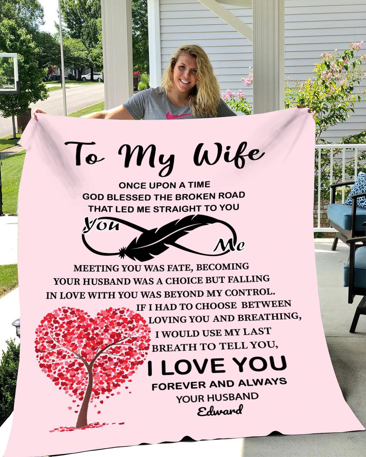 To My Wife - God blessed the broken road Blanket | Customizable - Kim’s Signature Beauty & Accessories    (Store description)