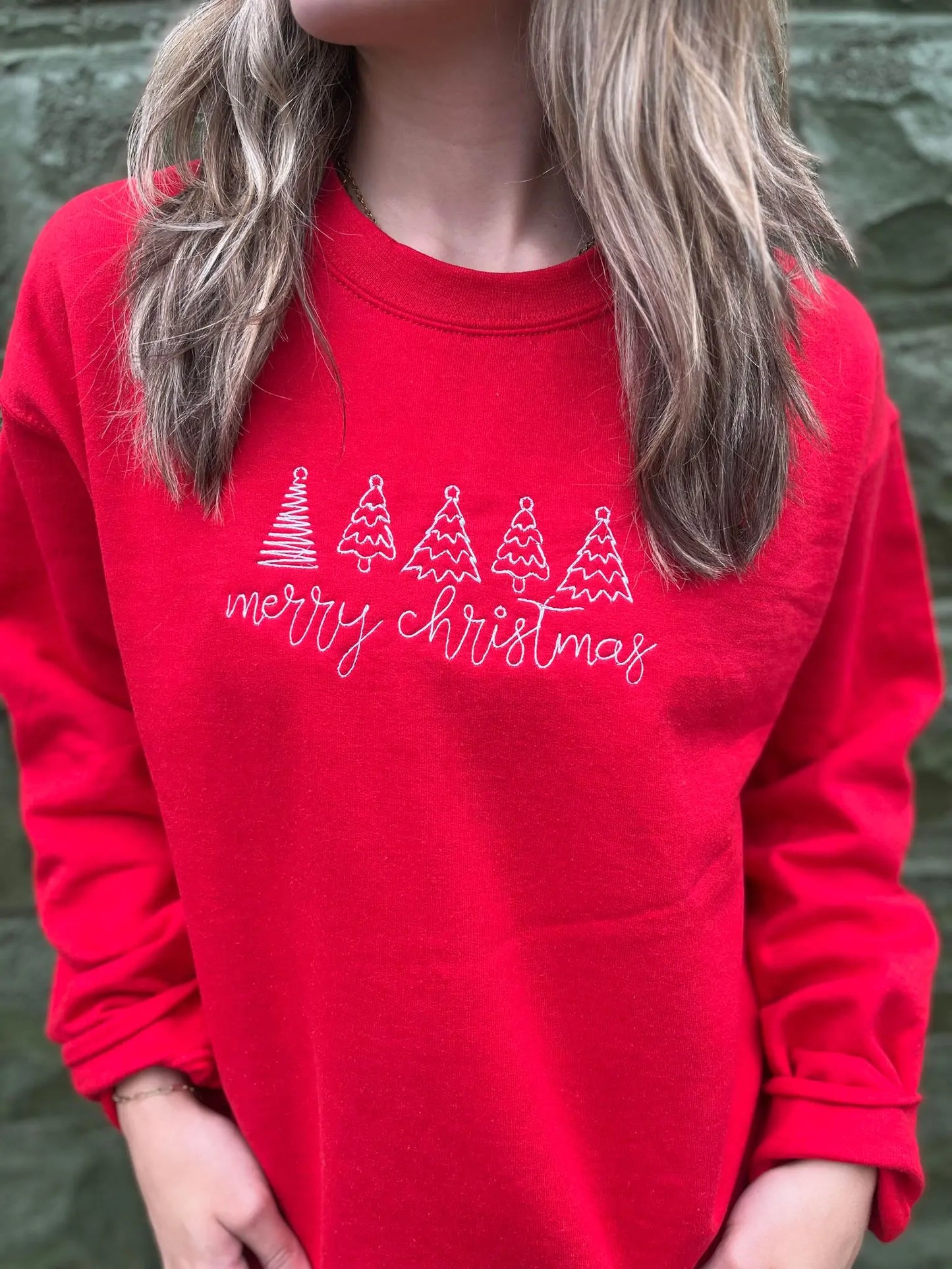 Merry Christmas Embroidered Sweatshirt - Kim’s Signature Beauty & Accessories    (Store description)