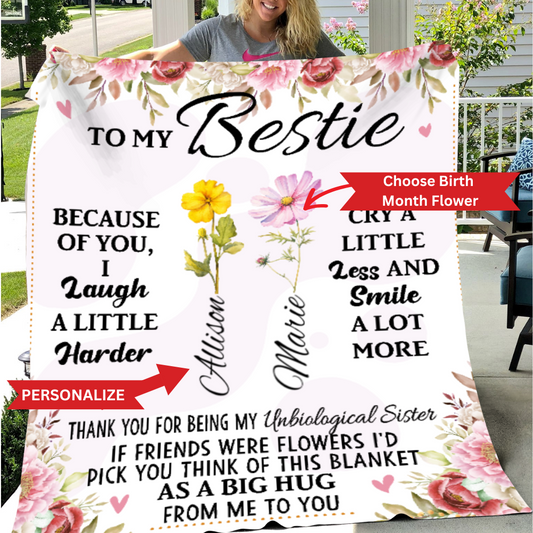 To My Bestie Personalized Fleece Blanket