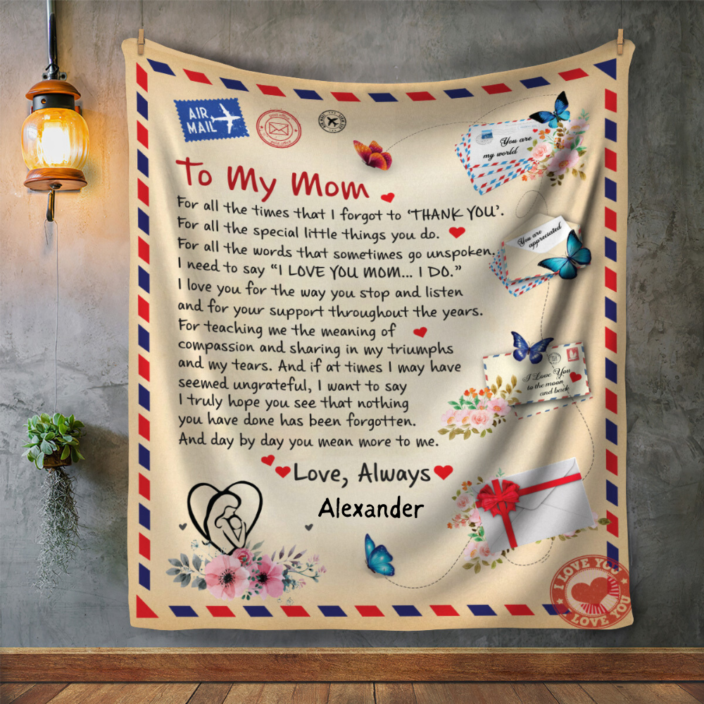 To Mom, Personalized Heartfelt Blanket - Kim’s Signature Beauty & Accessories    (Store description)