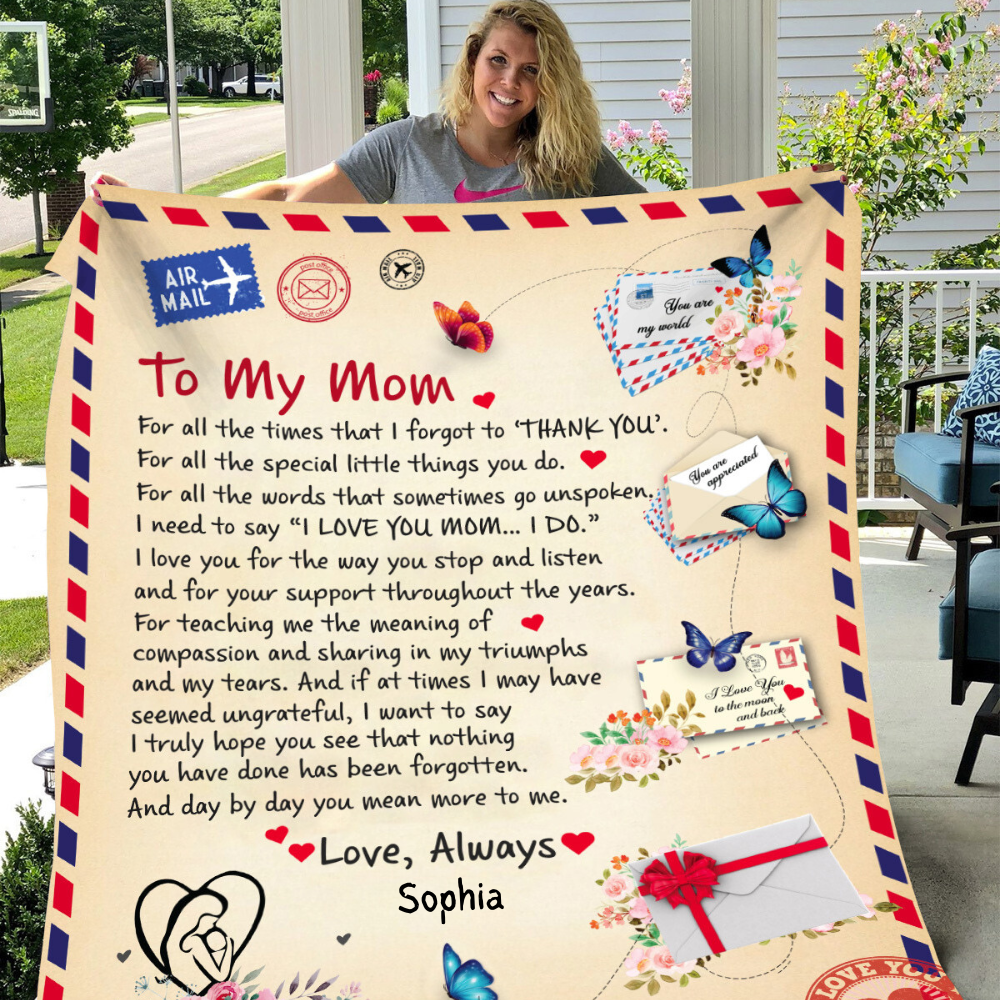 To Mom, Personalized Heartfelt Blanket - Kim’s Signature Beauty & Accessories    (Store description)