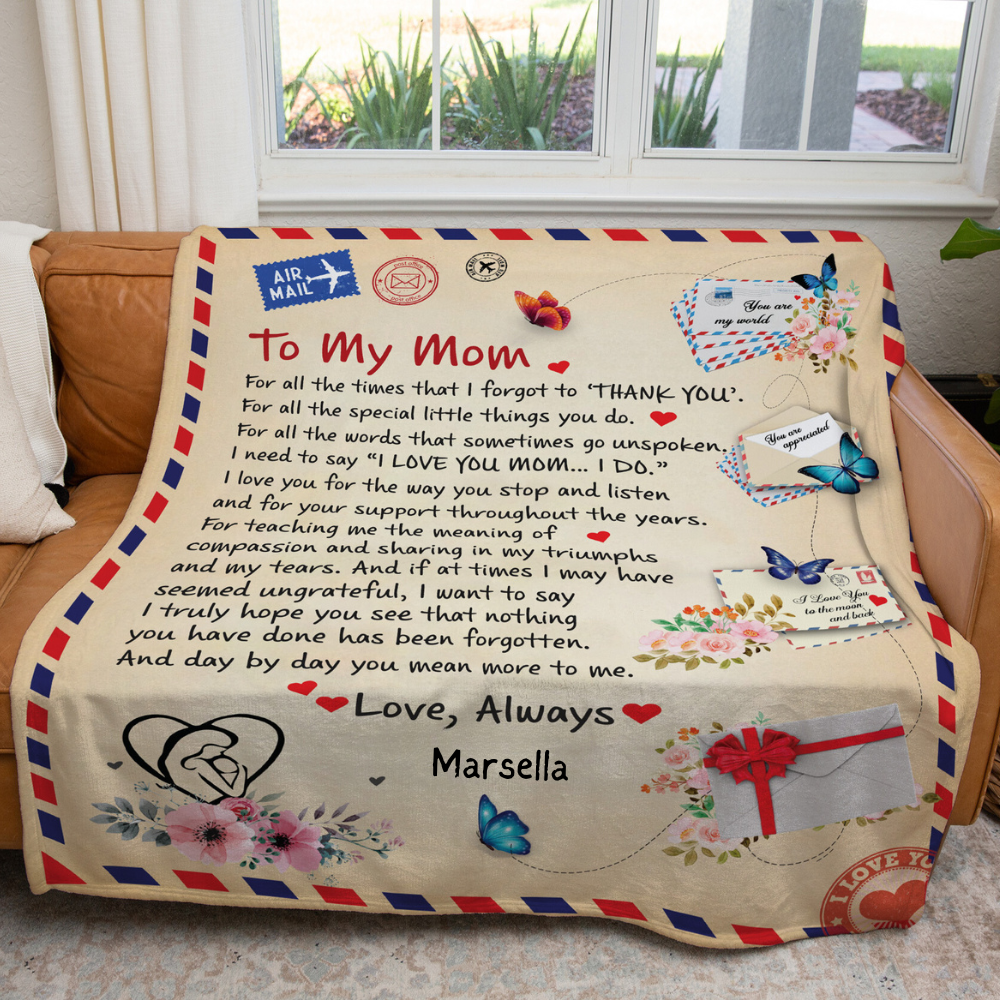 To Mom, Personalized Heartfelt Blanket - Kim’s Signature Beauty & Accessories    (Store description)