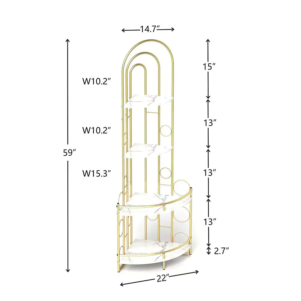 Corner Storage Shelves, 4-tier Corner Bookshelves, Plant Shelves With Metal Frames