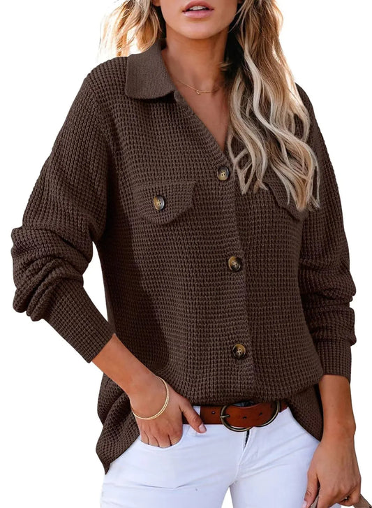 Women's Waffle Knit Shacket Jacket - Kim’s Signature Beauty & Accessories    (Store description)