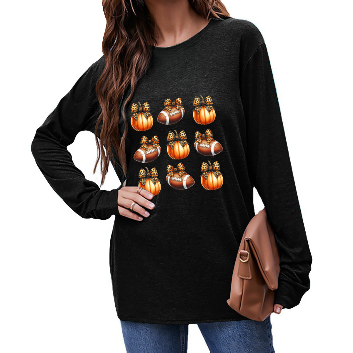 Pumpkins & Pigskins - Fall Game Day Long Sleeve Tee - Kim’s Signature Beauty & Accessories    (Store description)