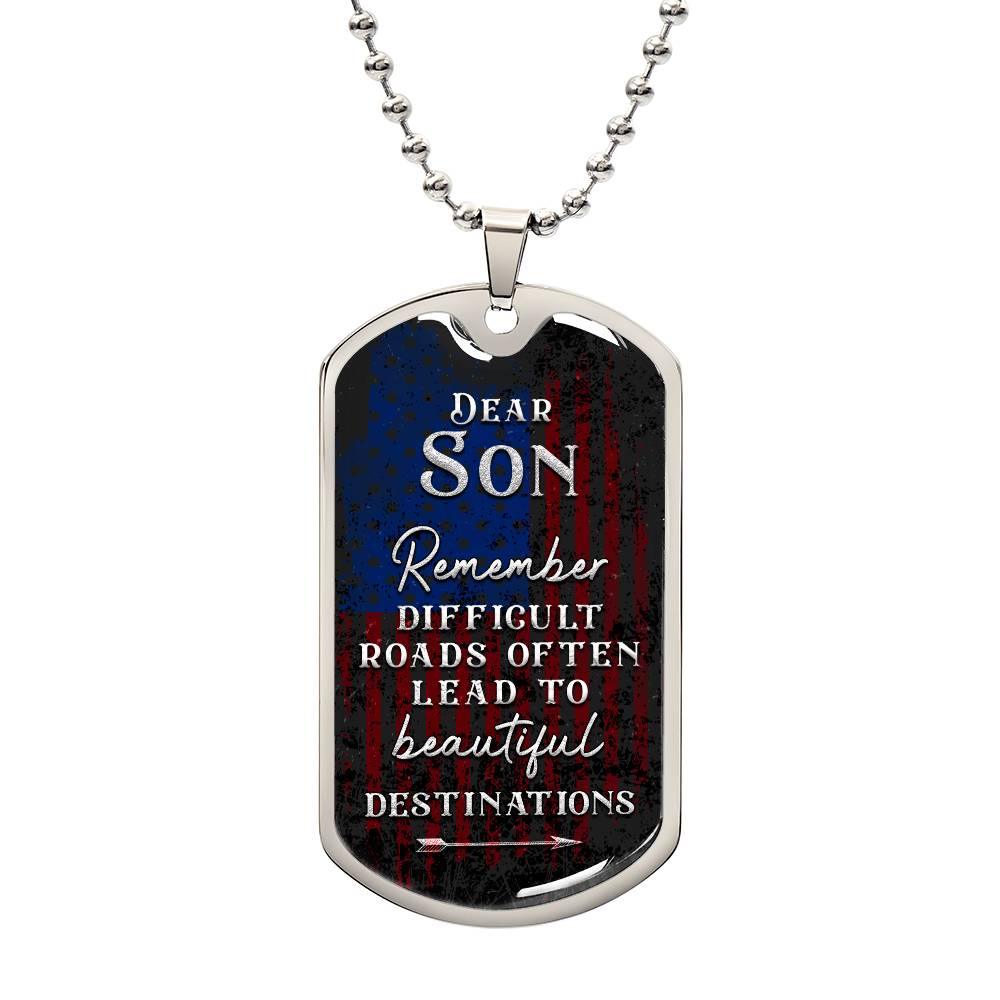 Beautiful Destinations Ahead Son | Dog Tag - Kim’s Signature Beauty & Accessories    (Store description)