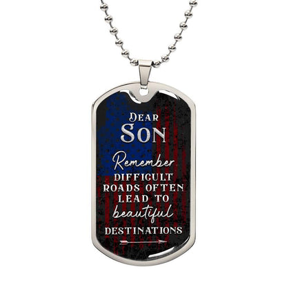 Beautiful Destinations Ahead Son | Dog Tag - Kim’s Signature Beauty & Accessories    (Store description)