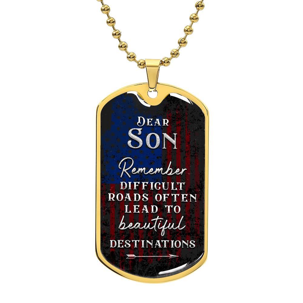 Beautiful Destinations Ahead Son | Dog Tag - Kim’s Signature Beauty & Accessories    (Store description)