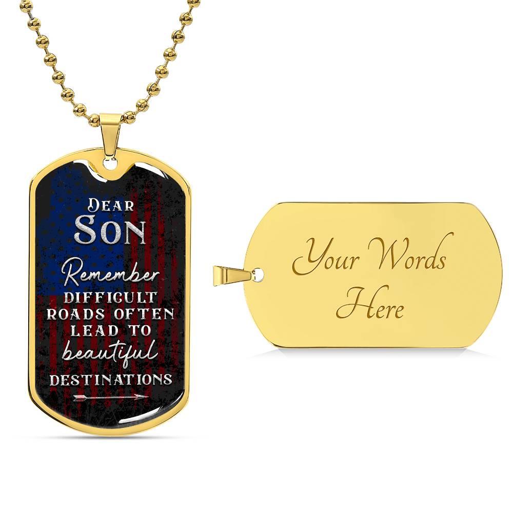 Beautiful Destinations Ahead Son | Dog Tag - Kim’s Signature Beauty & Accessories    (Store description)