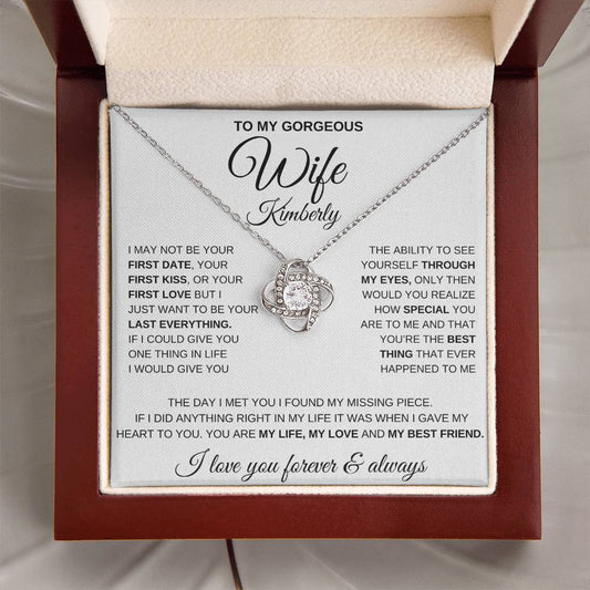 Gorgeous Wife | Personalized Love Knot Necklace - Kim’s Signature Beauty & Accessories    (Store description)