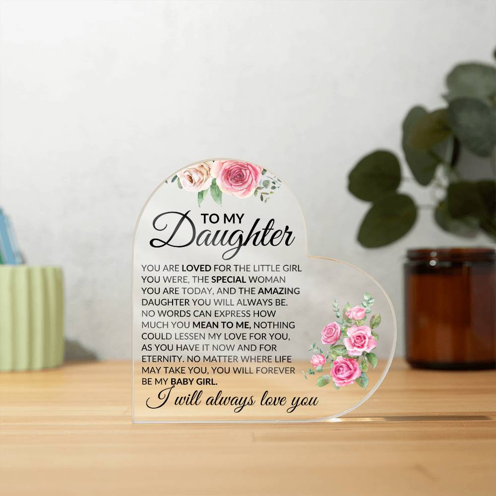 Daughter, love you Acrylic Heart - Kim’s Signature Beauty & Accessories    (Store description)