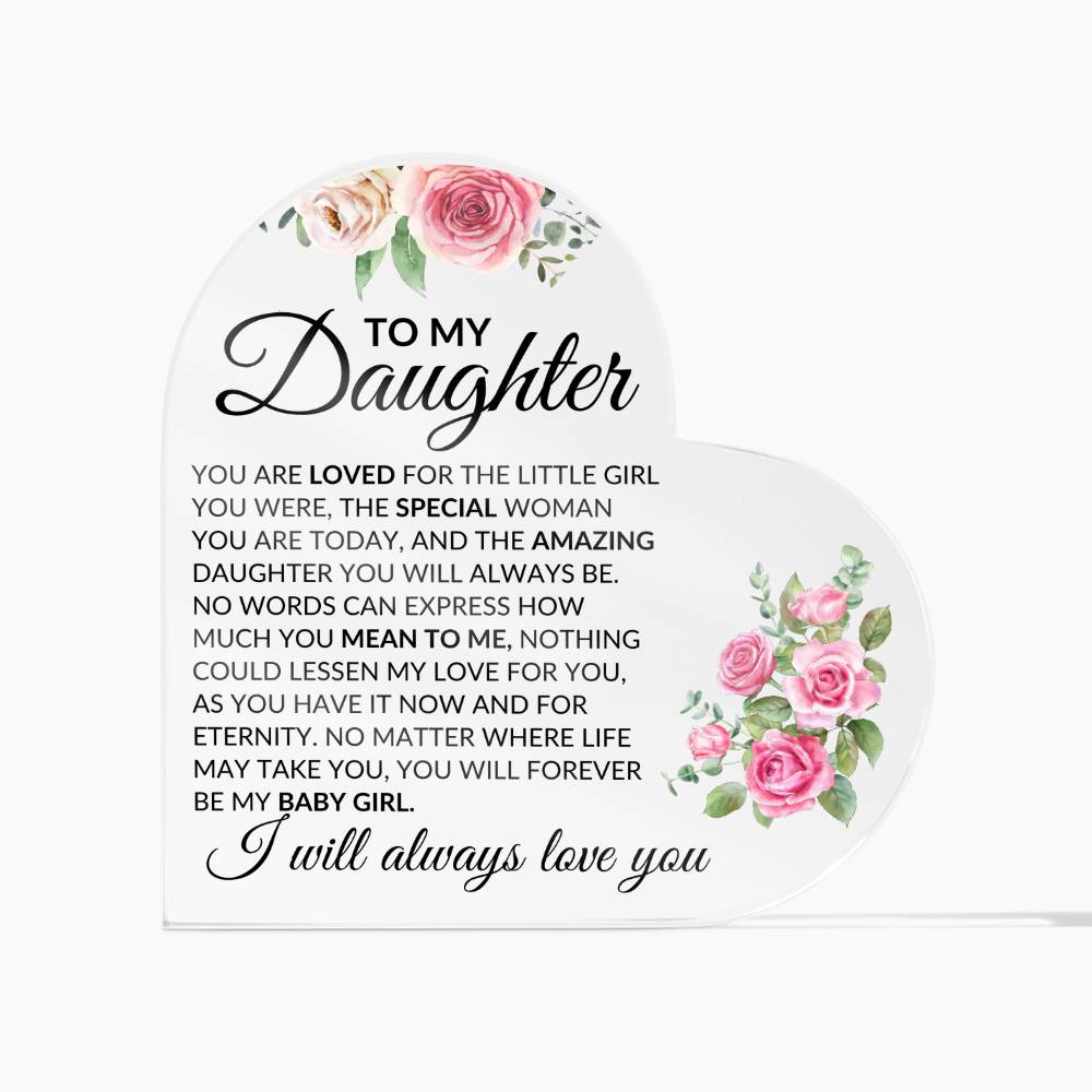 Daughter, love you Acrylic Heart - Kim’s Signature Beauty & Accessories    (Store description)