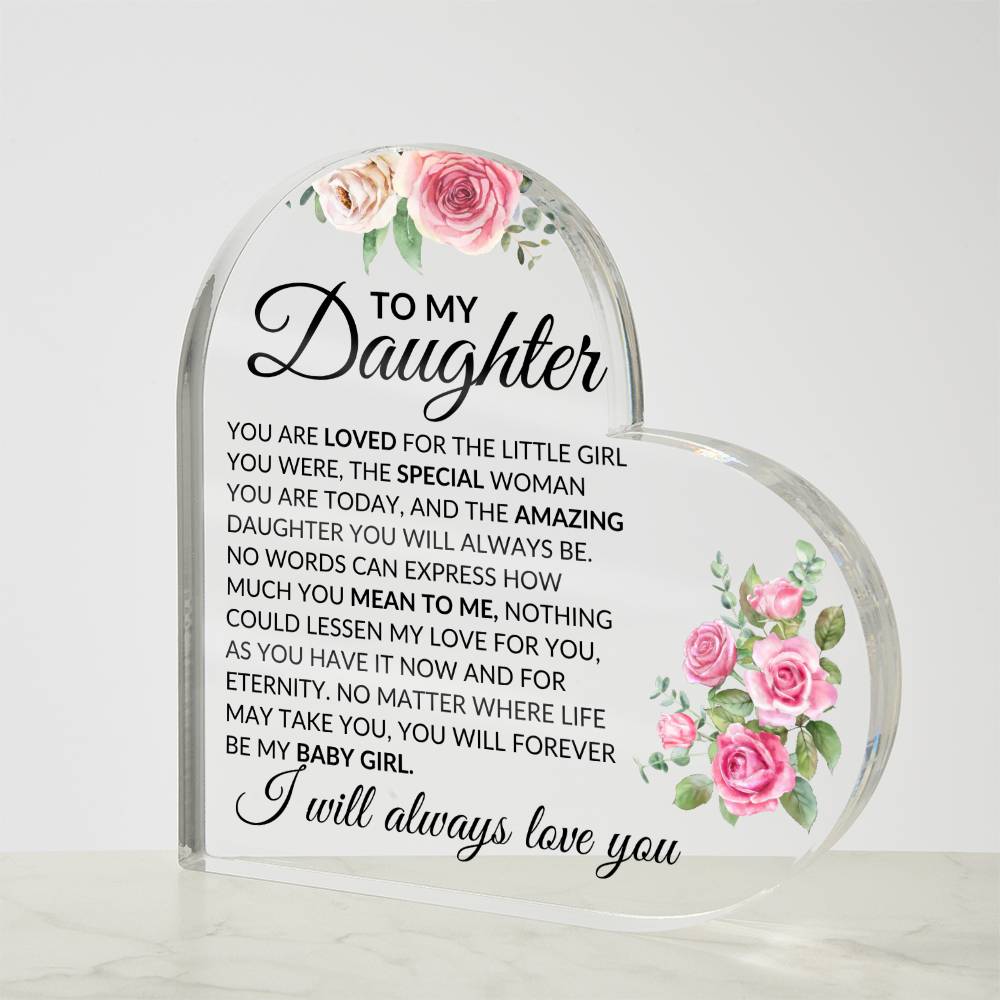 Daughter, love you Acrylic Heart - Kim’s Signature Beauty & Accessories    (Store description)