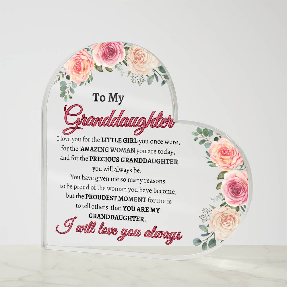 To My Granddaughter | Acrylic Heart - Kim’s Signature Beauty & Accessories    (Store description)