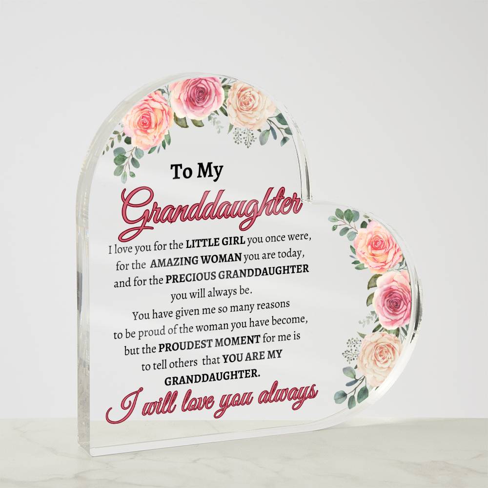 To My Granddaughter | Acrylic Heart - Kim’s Signature Beauty & Accessories    (Store description)