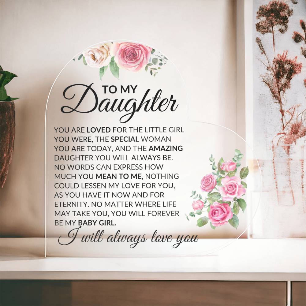 Daughter, love you Acrylic Heart - Kim’s Signature Beauty & Accessories    (Store description)