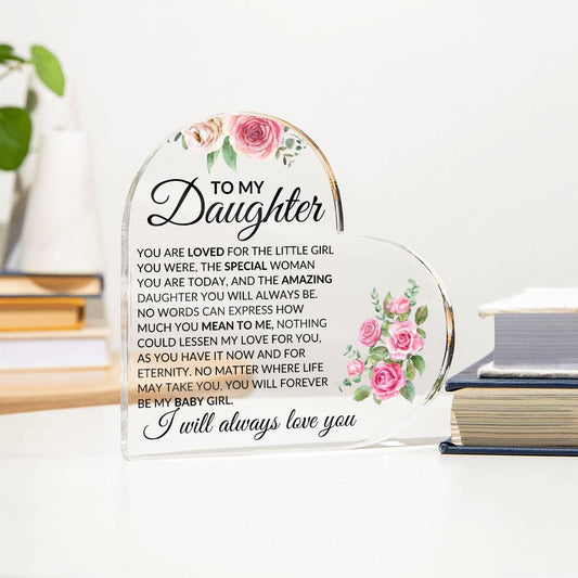 Daughter, love you Acrylic Heart - Kim’s Signature Beauty & Accessories    (Store description)