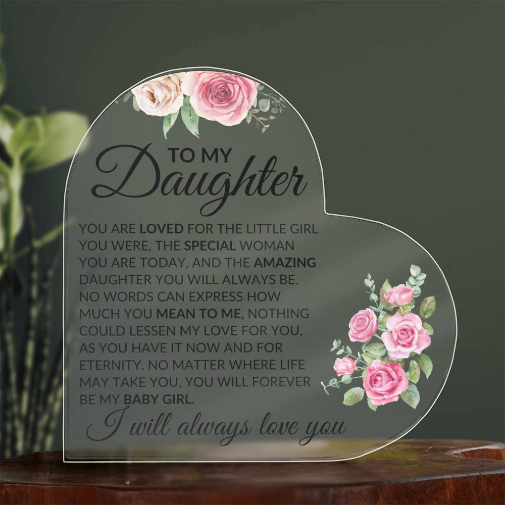 Daughter, love you Acrylic Heart - Kim’s Signature Beauty & Accessories    (Store description)