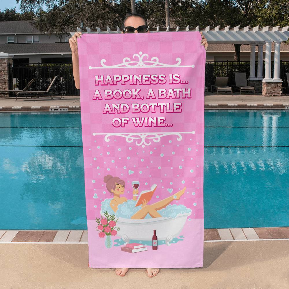 Happiness is a Bath | Bath Towel - Kim’s Signature Beauty & Accessories    (Store description)