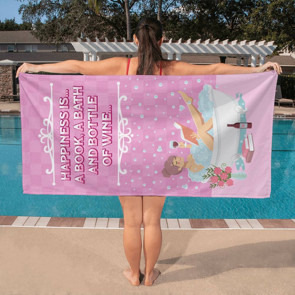 Happiness is a Bath | Bath Towel - Kim’s Signature Beauty & Accessories    (Store description)